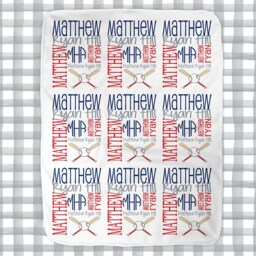 Baby Name Blanket, Monogram Newborn Swaddle Blanket , Handmade Shower Gift, Personalized Receiving Boy Girl - thumbnail 3