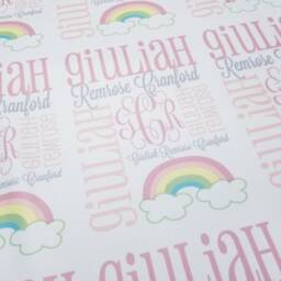 Baby Name Blanket, Monogram Newborn Swaddle Blanket , Handmade Shower Gift, Personalized Receiving Boy Girl - thumbnail 2