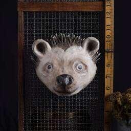 Paper Mache, Hedgehog, Head Wall Mount, Home Decor, Animal Head, Hanging - thumbnail 2