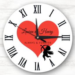 Silhouette Cupid Love Anniversary Or Valentine's Day Gift Personalised Clock - thumbnail 1