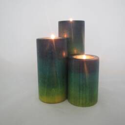 3 Colour Fade Tulip Wood Handmade Tealight Candle Holder - thumbnail 2