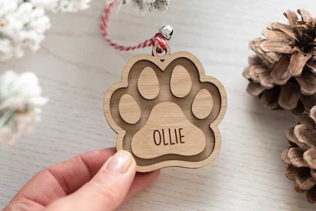 Personalised Paw Print Christmas Tree Decoration - image 1
