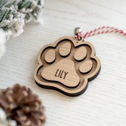 Personalised Paw Print Christmas Tree Decoration - thumbnail 3