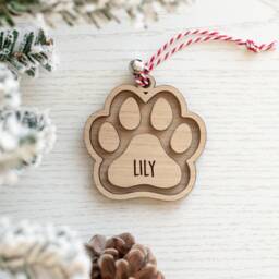 Personalised Paw Print Christmas Tree Decoration - thumbnail 2