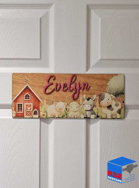 Personalised Childrens Door Sign Custom Name Plaque For Kids Room Farm Animal Nursery Decor Bedroom Wall Art Gift Children - image 1