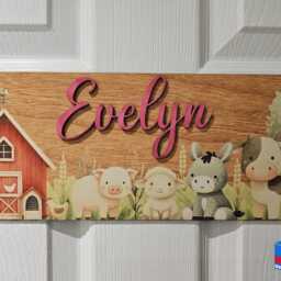 Personalised Childrens Door Sign Custom Name Plaque For Kids Room Farm Animal Nursery Decor Bedroom Wall Art Gift Children - thumbnail 2
