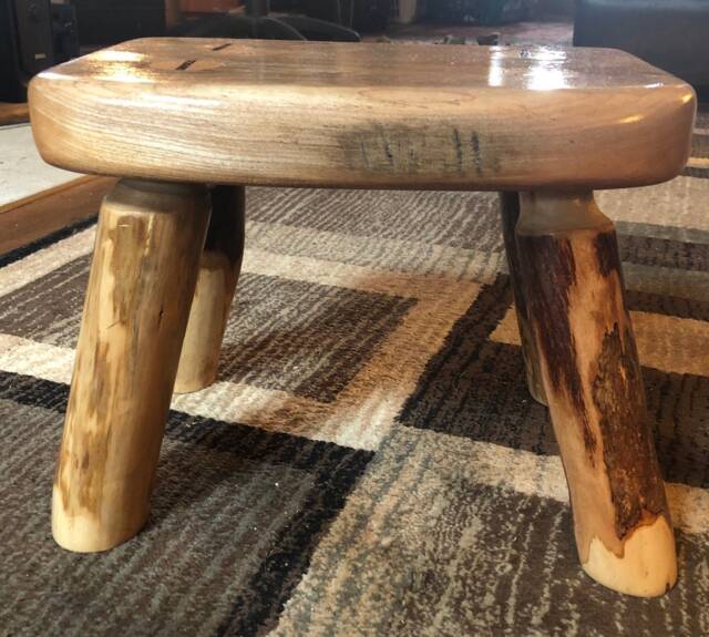 Handmade Reclaimed Maple Live Edge Stool - image 1