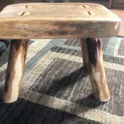 Handmade Reclaimed Maple Live Edge Stool - thumbnail 3