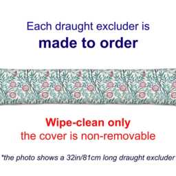 Handmade William Morris, Sweet Briar - Teal Draught Excluder, Heavy Pebble-Filled, Made To Order - thumbnail 2