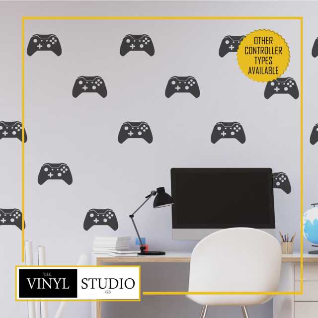 Gaming Controller Wall Decals - Teen Room Decor Easy Peel & Stick Vinyl Art Matte Finish Various Colours - image 1