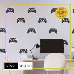 Gaming Controller Wall Decals - Teen Room Decor Easy Peel & Stick Vinyl Art Matte Finish Various Colours - thumbnail 1