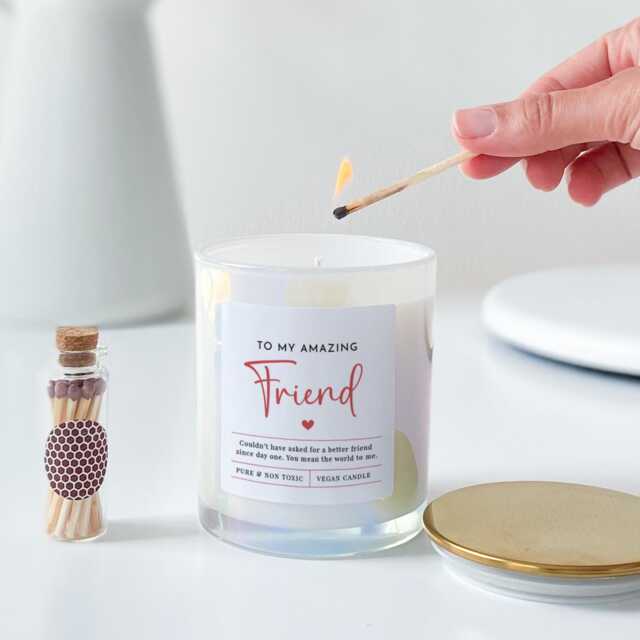 Best Friend Scented Candle Free Mini Matches Jar Gift For Birthday Friendship Thank You Vegan Handmade To My Amazing - image 1