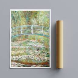 Monet's Water Lilies With Black Cat - Wrapped Canvas Or Photo Print - thumbnail 3