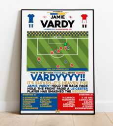 Jamie Vardy V Manchester United Print, Leicester City Poster, Football Wall Art, Posters, Print - thumbnail 1