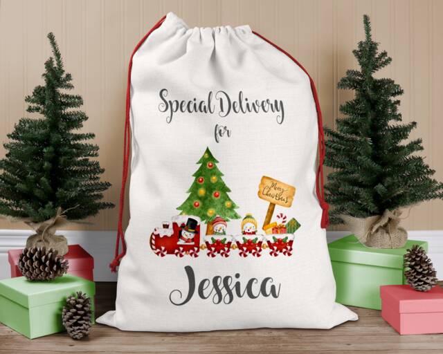 Personalised Christmas Sack, Santa Eve Stocking, Bag, Father Christmas, Present Box - image 1