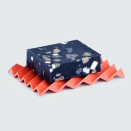 Red Soap Dish, Crimson Tray, 3D Printed Upcycled Plastic, Sustainable Holder, Geometric Bathroom Homeware, Zigzag - thumbnail 3