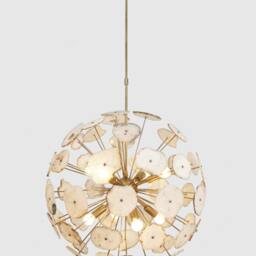 Mid Century Brass Agate Sputnik Chandelier, Modern Starburst Lighting - thumbnail 3