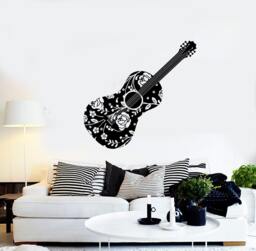 Wall Vinyl Music Guitar Flower Rose Floral Guaranteed Quality Decal Mural Art 1506Dz - thumbnail 1