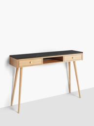 Mid Century Modern Oak Console Table, Marble Top Entryway Table