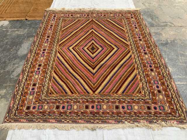 Multicolor Afghan Chevron Kilim Rug 6.3??7.5 Ft - Handwoven Tribal Wool Carpet - image 1