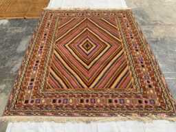 Multicolor Afghan Chevron Kilim Rug 6.3??7.5 Ft - Handwoven Tribal Wool Carpet - thumbnail 1