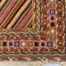 Multicolor Afghan Chevron Kilim Rug 6.3??7.5 Ft - Handwoven Tribal Wool Carpet - thumbnail 3
