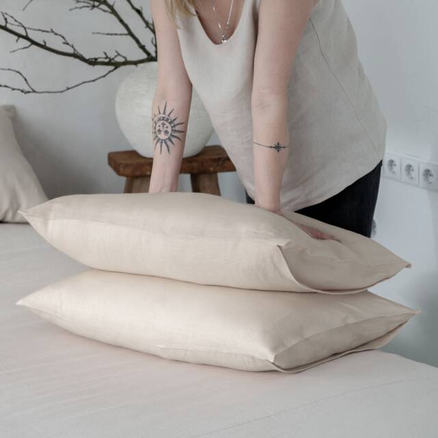 Natural Linen Pillow Case Set Of 2, Envelope Pillowcases, Oatmeal Cushion Covers King, Queen - image 1