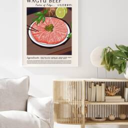 Japanese Wagyu Beef Food Poster, Art Print, Tokyo Art. Kitchen Art, Retro Gift, Decor - thumbnail 3