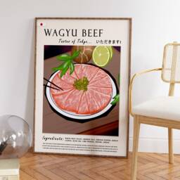Japanese Wagyu Beef Food Poster, Art Print, Tokyo Art. Kitchen Art, Retro Gift, Decor - thumbnail 2