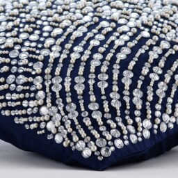 "Designer Navy Blue Euro Size Pillow Cover 24""x24""/26""x26" - thumbnail 2