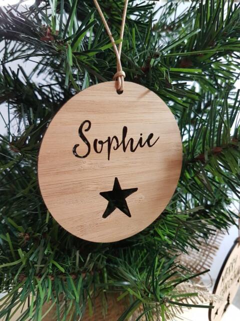 Personalised Wood Christmas Decoration/Ornament Little Star Design-Christmas Tree-Bauble-Kris Kringle-Teacher Gift-Personalized Christmas - image 1