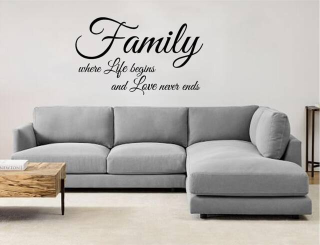 Family Love Never Ends Vinyl Wall Decal - Living Room Decor - image 1