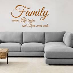 Family Love Never Ends Vinyl Wall Decal - Living Room Decor - thumbnail 3