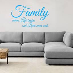 Family Love Never Ends Vinyl Wall Decal - Living Room Decor - thumbnail 2