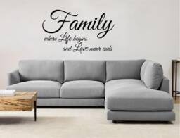 Family Love Never Ends Vinyl Wall Decal - Living Room Decor - thumbnail 1