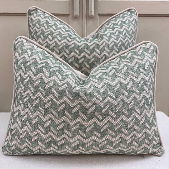 Cushions Made in Fermoie Chiltern Luxury Designer Decorative Neutral Green Linen Cushion Pillow Throw Cover - image 1