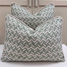 Cushions Made in Fermoie Chiltern Luxury Designer Decorative Neutral Green Linen Cushion Pillow Throw Cover - thumbnail 1