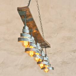 Rustic Ceiling Lights. Wine Barrel Pendant Light. Five Lights. Chandelier - thumbnail 2