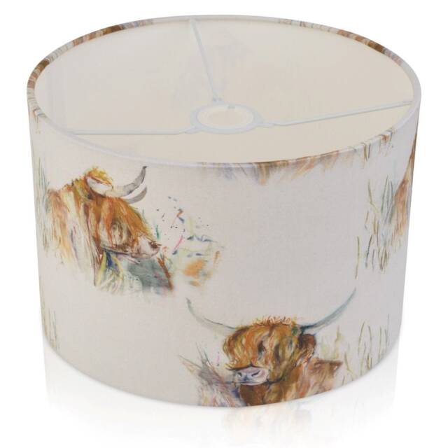 Highland Cow Drum Lampshade, Voyage Maison Handmade Home Decor - image 1