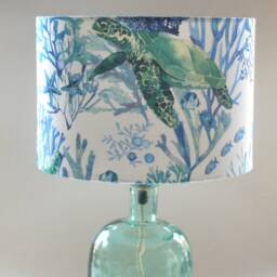 Turtle Lampshade Handmade Seascape Drum Lampshade - Beach Home Decor - thumbnail 3