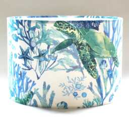 Turtle Lampshade Handmade Seascape Drum Lampshade - Beach Home Decor - thumbnail 1