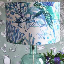 Turtle Lampshade Handmade Seascape Drum Lampshade - Beach Home Decor - thumbnail 2