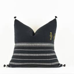 Syksy - Black & White Pillow Cover With Mustard Detail - thumbnail 2
