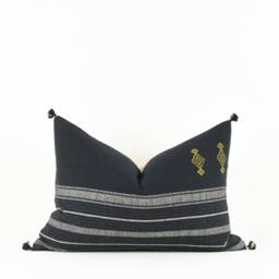 Syksy - Black & White Pillow Cover With Mustard Detail - thumbnail 3