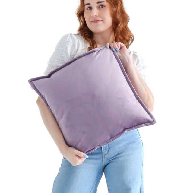 Heather Purple Velvet Cushion Cover With Flange Edging - image 1
