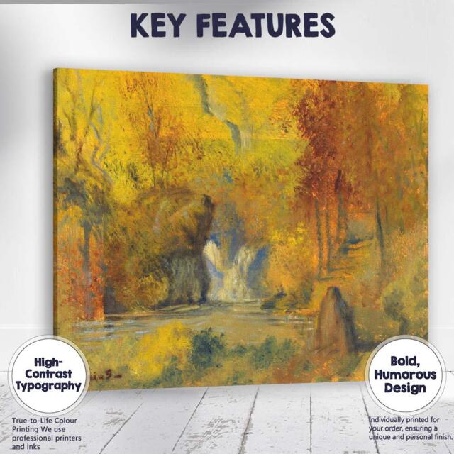 Vibrant Autumn Waterfall Forest Landscape Impressionist Painting Canvas Wall Art Print Decor Picture Ready To Hang - image 1