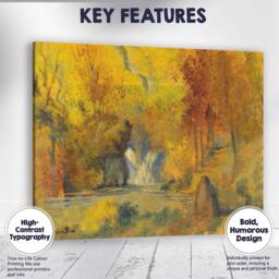 Vibrant Autumn Waterfall Forest Landscape Impressionist Painting Canvas Wall Art Print Decor Picture Ready To Hang - thumbnail 1
