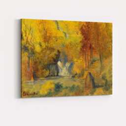 Vibrant Autumn Waterfall Forest Landscape Impressionist Painting Canvas Wall Art Print Decor Picture Ready To Hang - thumbnail 4
