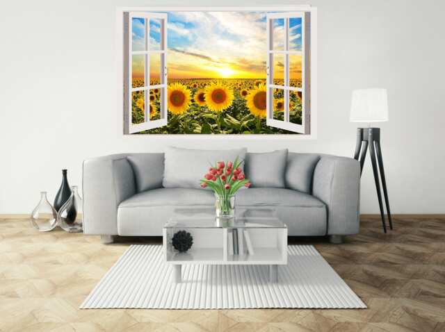 3D Window Flowers Decal, Frame, Wall Decor, Flower Decals, Vinyl Stickers, Peel & Stick Vinyl W29 - image 1