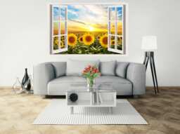 3D Window Flowers Decal, Frame, Wall Decor, Flower Decals, Vinyl Stickers, Peel & Stick Vinyl W29 - thumbnail 1